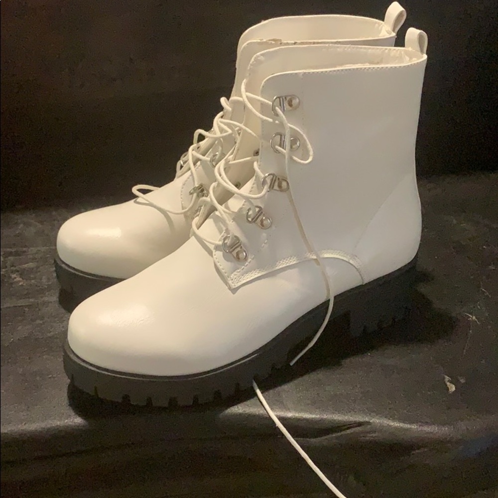 White combat boots